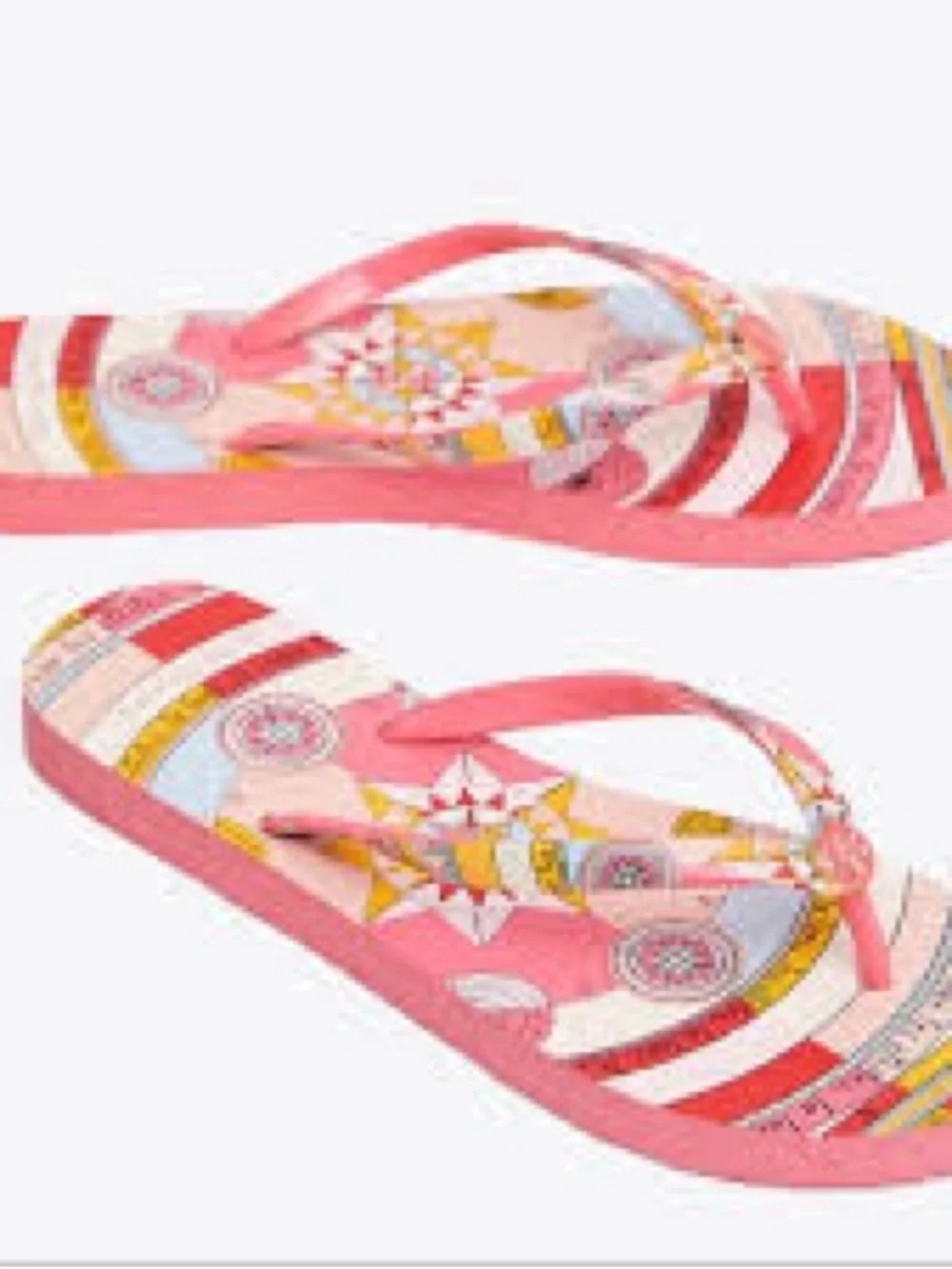 Tory Burch Pink Multi-Color Patterned Flip Flop Sandals